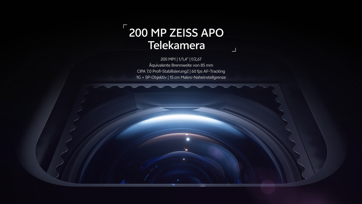 ZEISS camera specifications: main, 200 MP APO telephoto, ultra wide-angle and multi-zone laser focus sensor