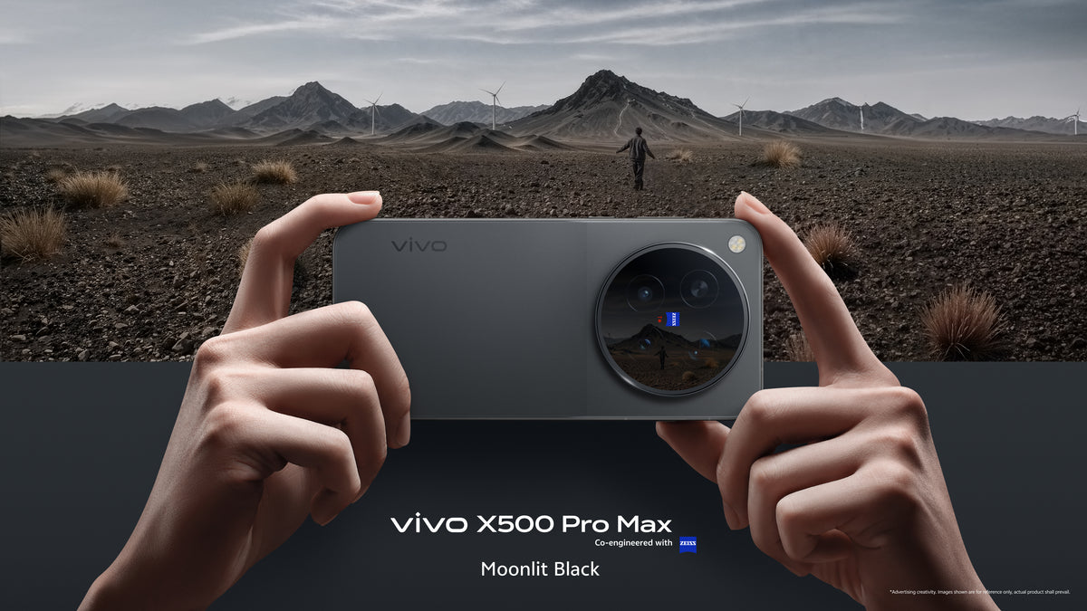 The vivo X500 Pro Max in Moonlit Black, an official vivo product image ahead of the X500 series' October 27 global launch